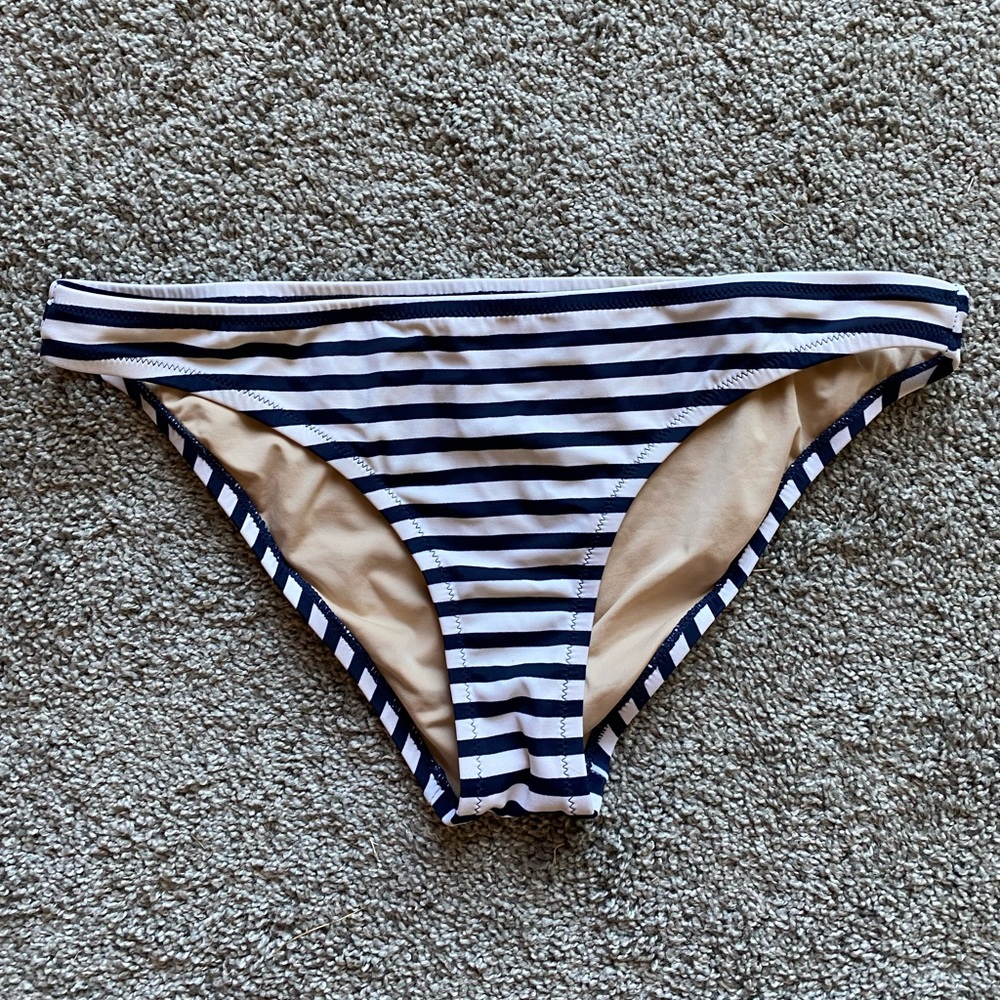 J. Crew bikini bottoms (M) navy ivory stripes